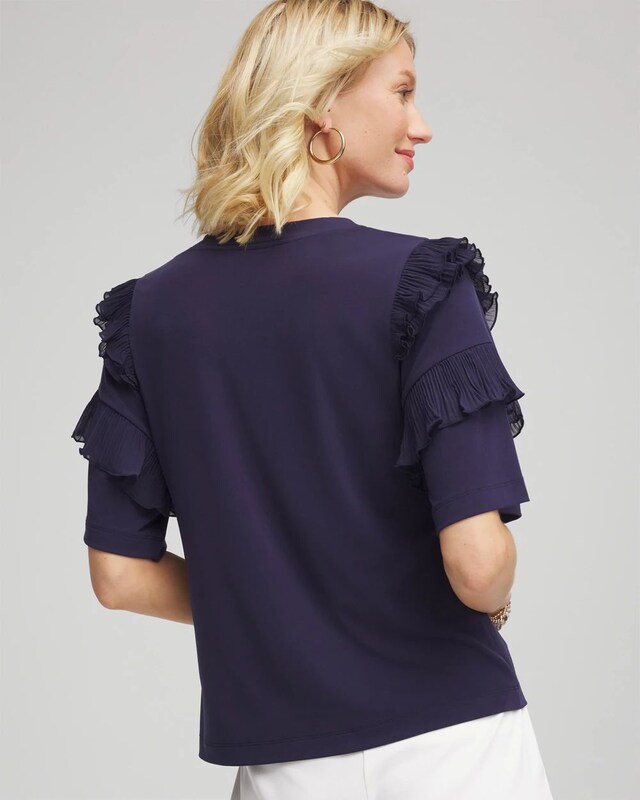V-Neck Tiered Ruffle Sleeve Tee - image 3